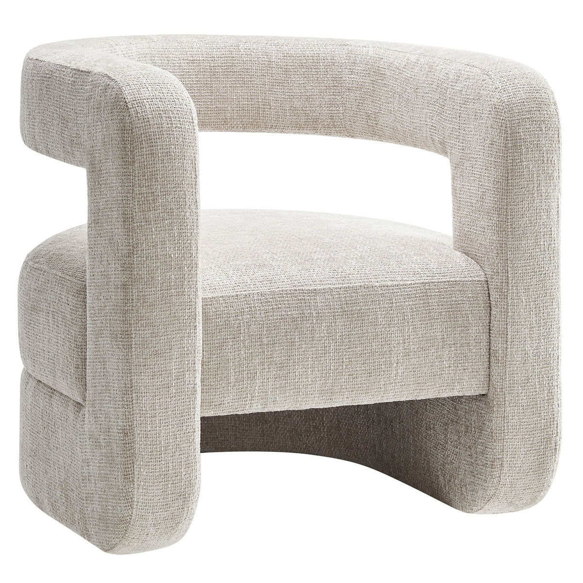 Jaylin Upholstered Chenille Accent Chair beige textured upholstery with curved arms on Tampa Home & Garden Store