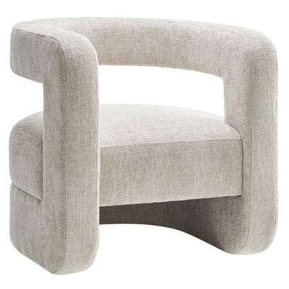 Jaylin Upholstered Chenille Accent Chair beige textured upholstery with curved arms on Tampa Home & Garden Store