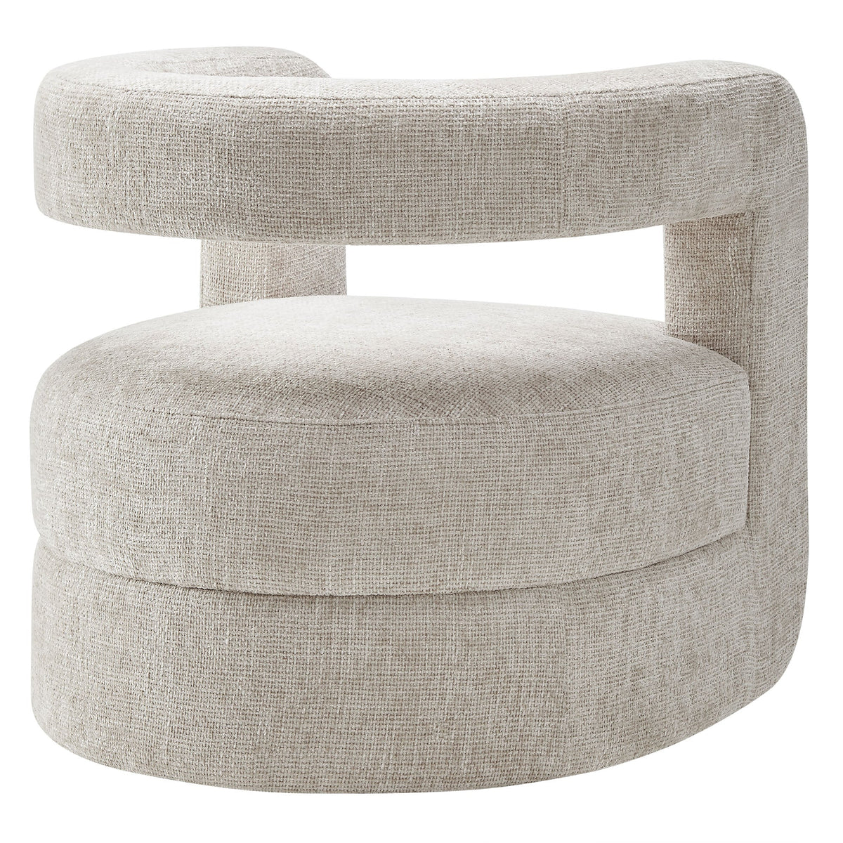 Jaylin Upholstered Chenille Accent Chair beige textured fabric with rounded back and seat on Tampa Home & Garden Store