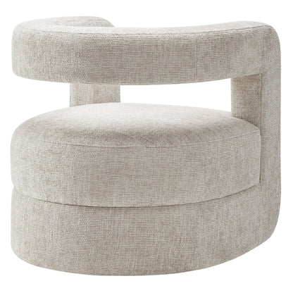 Jaylin Upholstered Chenille Accent Chair beige textured fabric with rounded back and seat on Tampa Home & Garden Store