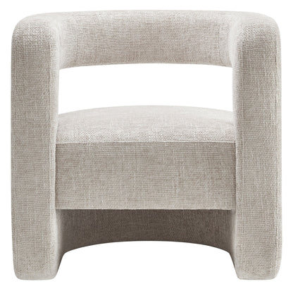 Jaylin Upholstered Chenille Accent Chair by Modway, beige textured fabric with curved arms on Tampa Home & Garden Store
