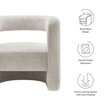 Jaylin Upholstered Chenille Accent Chair in beige fabric with barrel-back design by Modway on Tampa Home & Garden Store