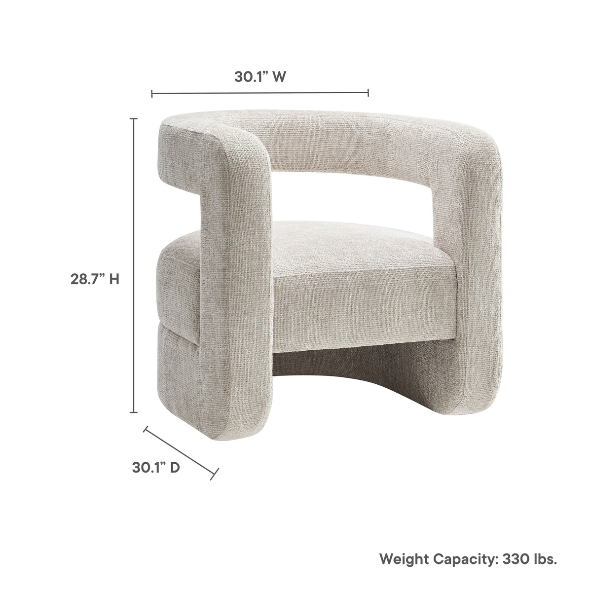 Jaylin Upholstered Chenille Accent Chair in beige fabric with rounded arms by Modway on Tampa Home & Garden Store