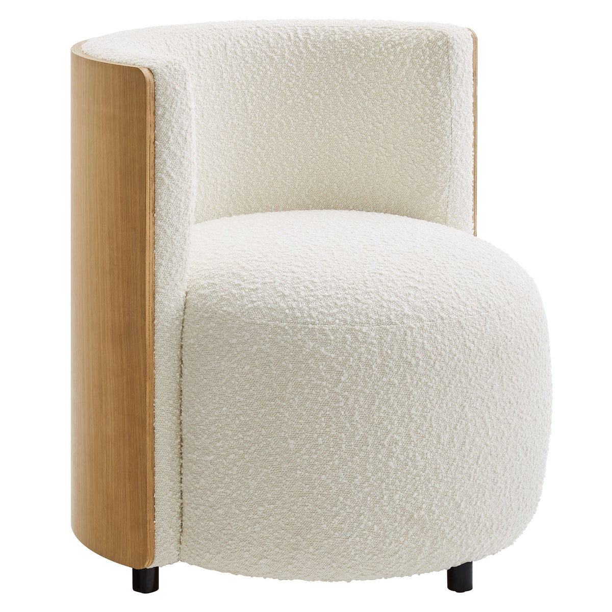Solis Boucle Accent Chair cream boucle with light wood curved arms and dark legs Modway on Tampa Home & Garden Store