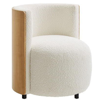 Solis Boucle Accent Chair cream boucle with light wood curved arms and dark legs Modway on Tampa Home & Garden Store