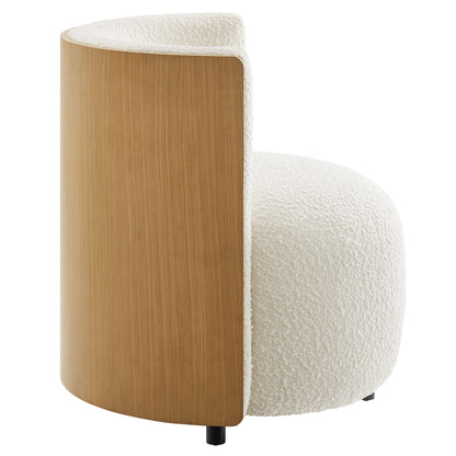 Solis Boucle Accent Chair by Modway natural wood shell with cream boucle upholstery on Tampa Home & Garden Store