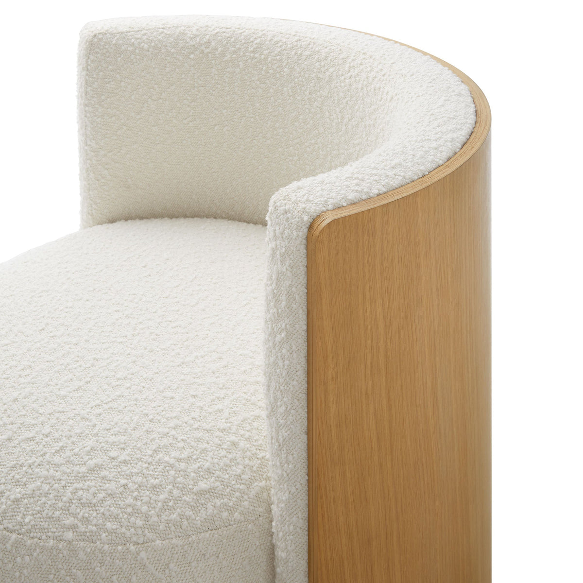 Solis Boucle Accent Chair Modway, cream boucle upholstery with curved wood frame on Tampa Home & Garden Store