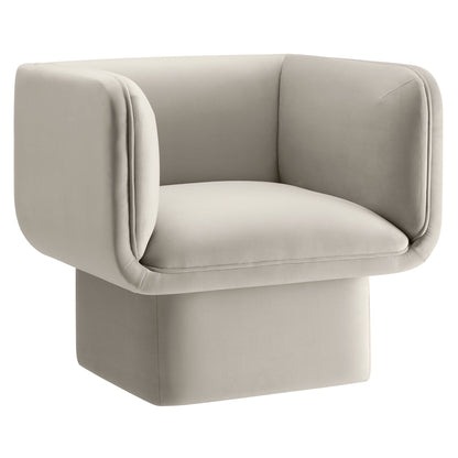 Tate Performance Velvet Accent Chair by Modway in beige velvet with rounded arms on Tampa Home & Garden Store