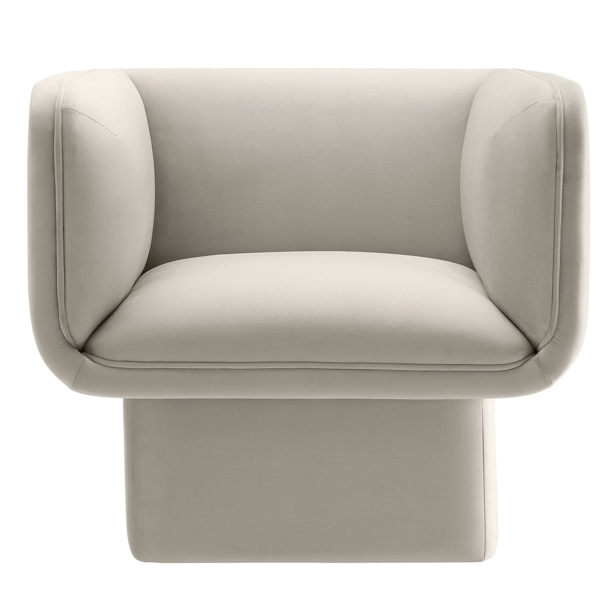 Tate Performance Velvet Accent Chair beige velvet with rounded arms and plush cushion on Tampa Home & Garden Store