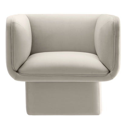 Tate Performance Velvet Accent Chair beige velvet with rounded arms and plush cushion on Tampa Home & Garden Store