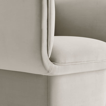 Tate Performance Velvet Accent Chair beige velvet upholstery with curved arm seam on Tampa Home & Garden Store