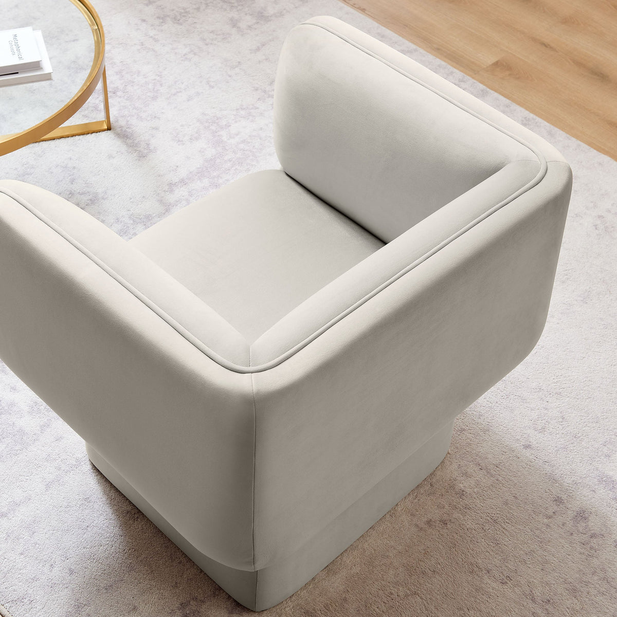 Tate Performance Velvet Accent Chair by Modway in cream velvet with piping on Tampa Home & Garden Store