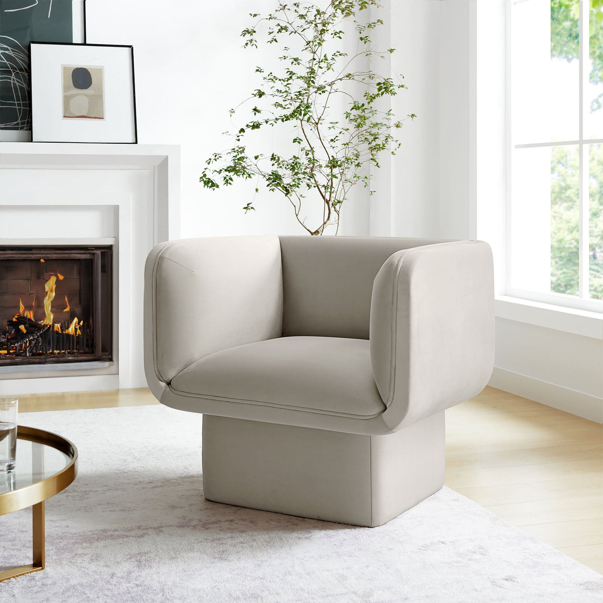 Tate Performance Velvet Accent Chair by Modway in light gray velvet for modern living room on Tampa Home & Garden Store
