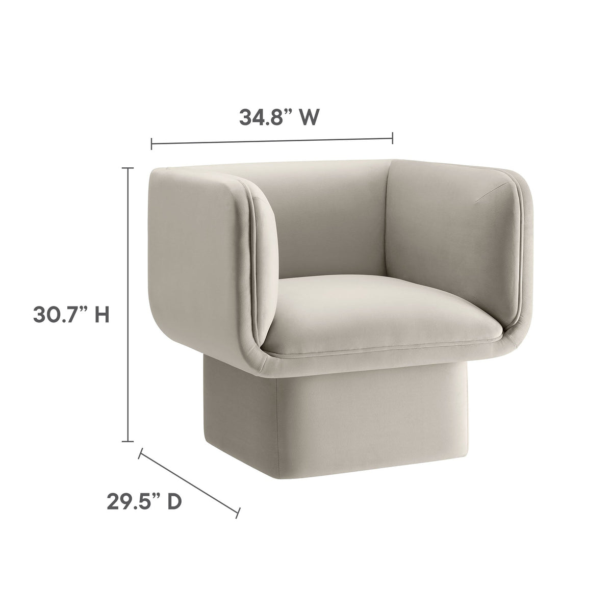 Tate Performance Velvet Accent Chair beige velvet upholstery with rounded arms by Modway on Tampa Home & Garden Store