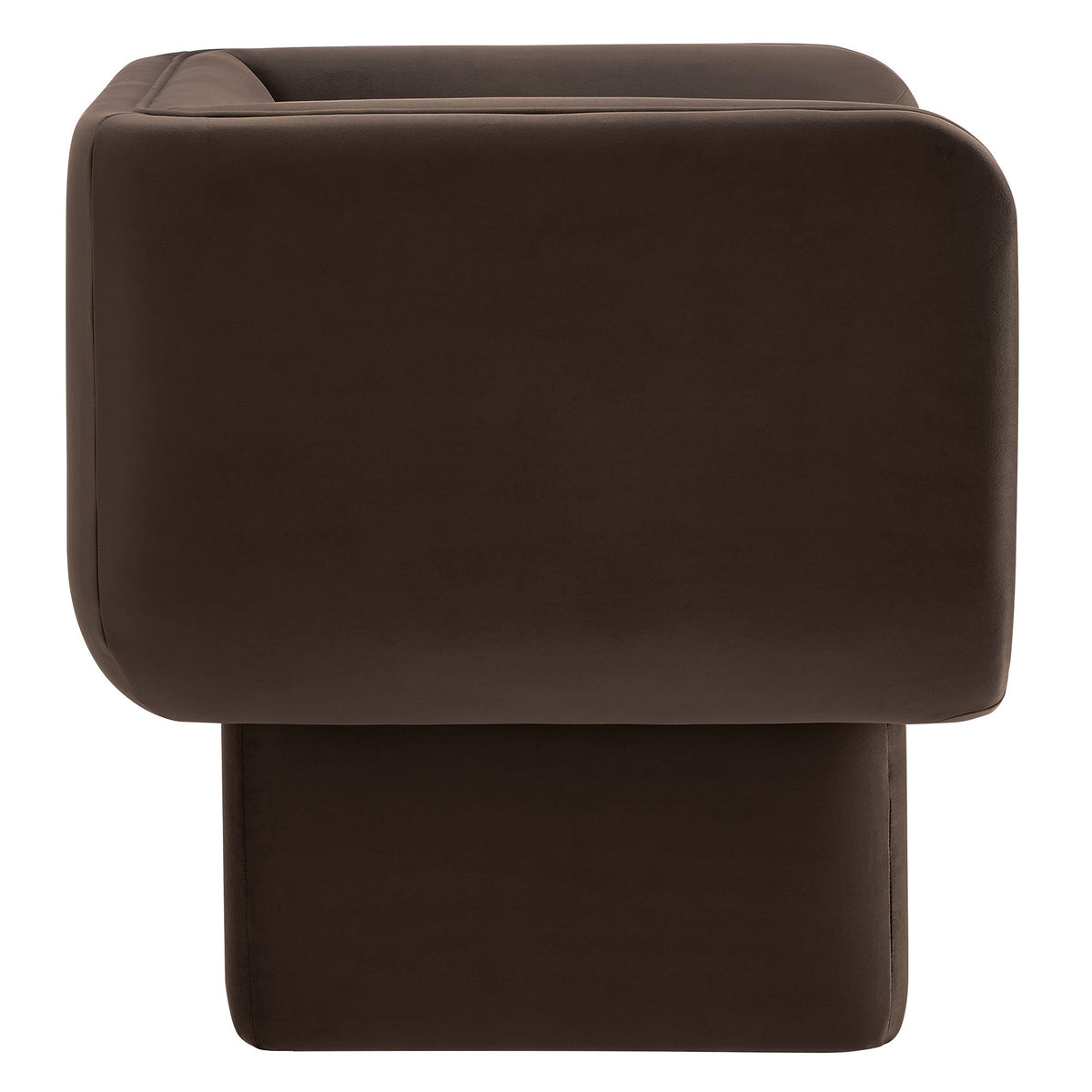 Tate Performance Velvet Accent Chair brown velvet upholstery with rounded edges on Tampa Home & Garden Store