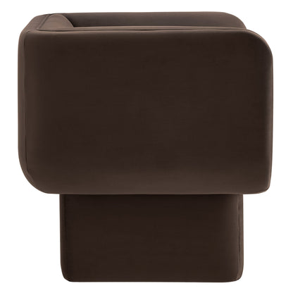 Tate Performance Velvet Accent Chair brown velvet upholstery with rounded edges on Tampa Home & Garden Store