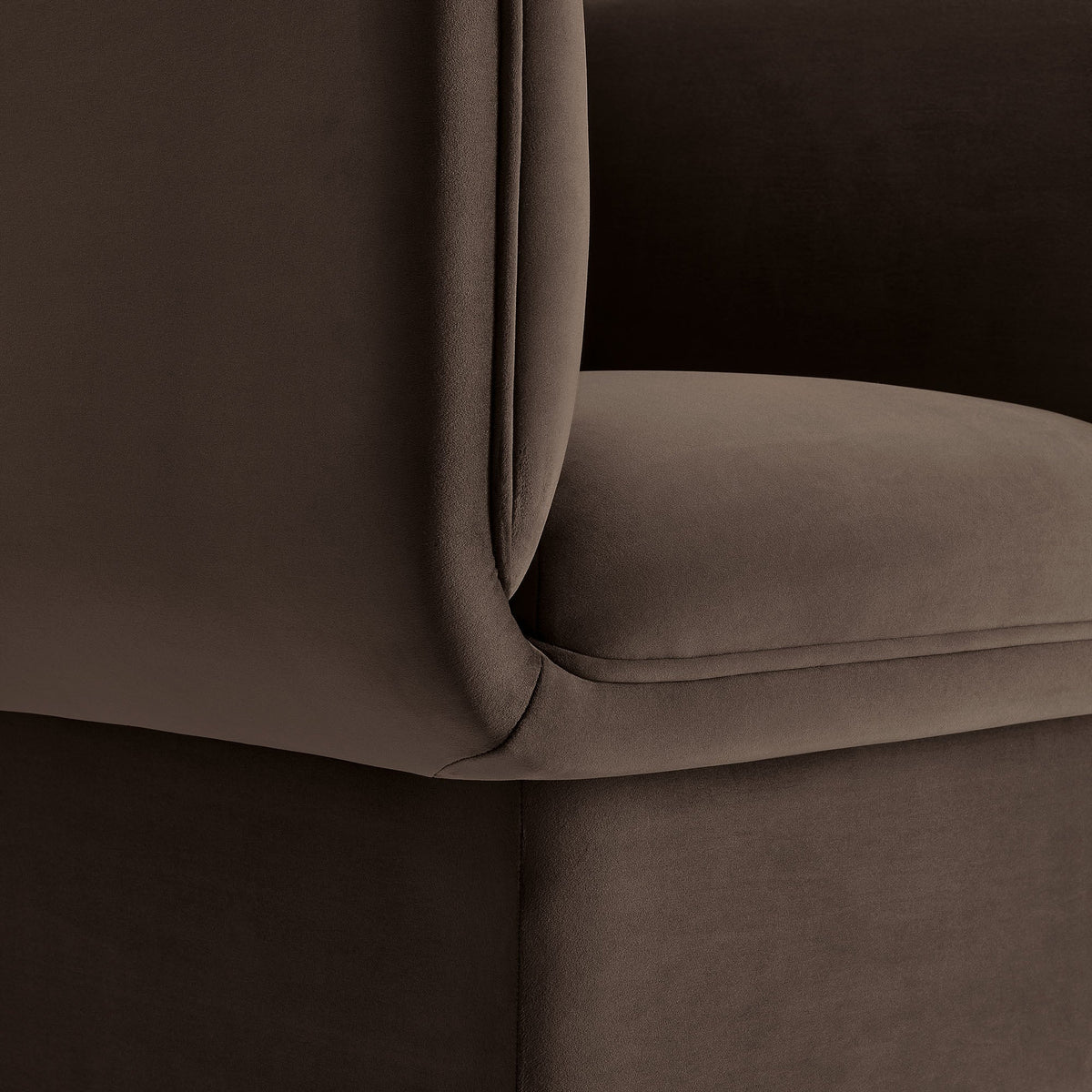 Tate Performance Velvet Accent Chair by Modway, brown velvet upholstery with seam detail on Tampa Home & Garden Store