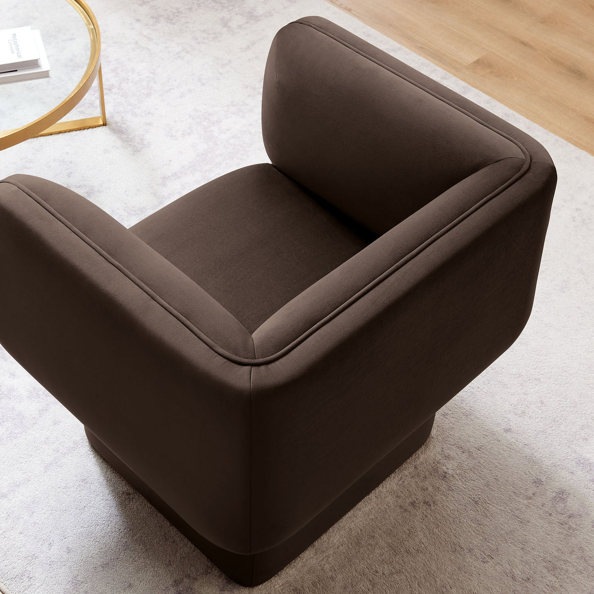 Tate Performance Velvet Accent Chair by Modway in espresso brown velvet with piping on Tampa Home & Garden Store