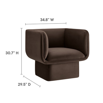 Tate Performance Velvet Accent Chair by Modway in brown velvet upholstery on Tampa Home & Garden Store