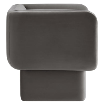 Tate Performance Velvet Accent Chair by Modway, dark gray velvet upholstery with rounded arms on Tampa Home & Garden Store