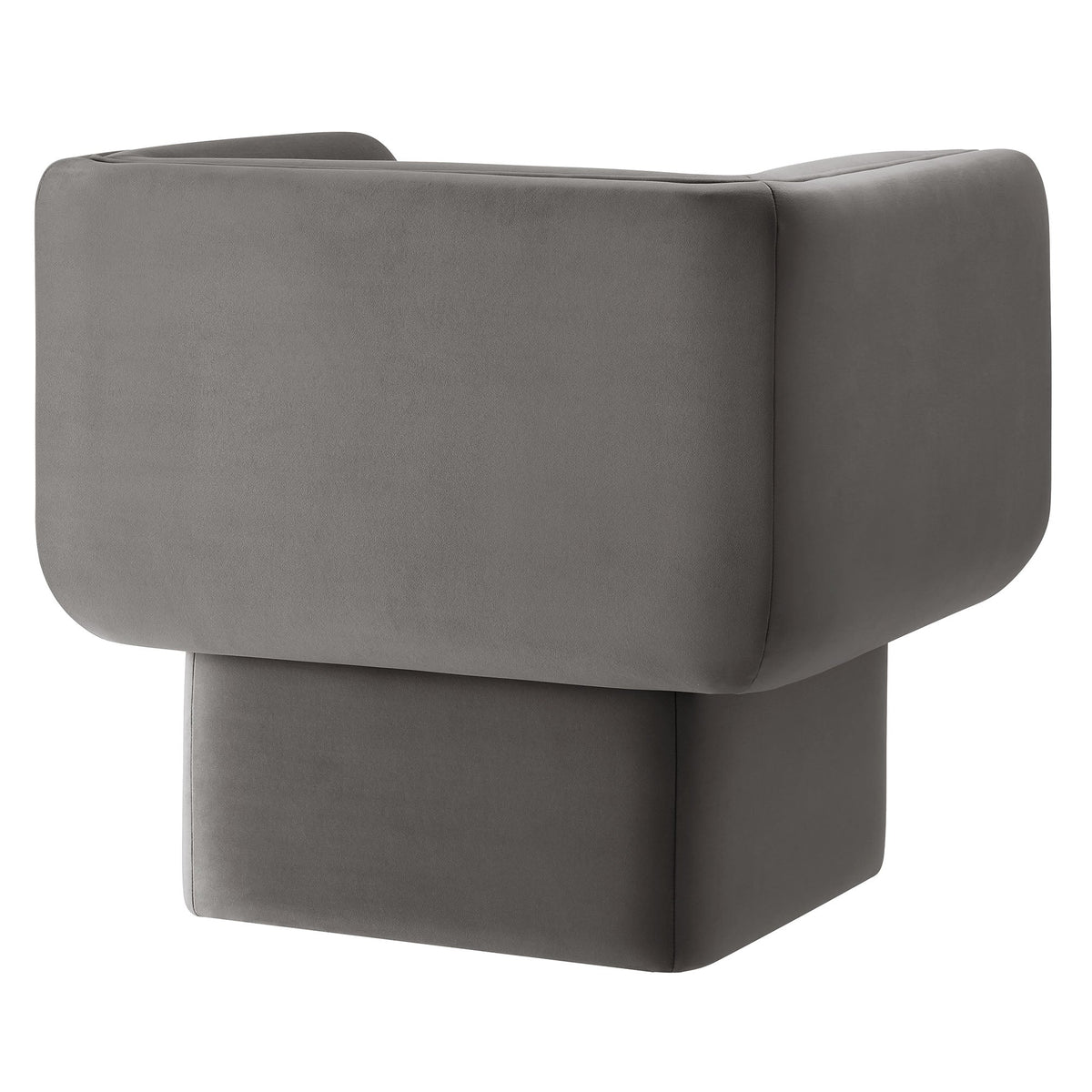 Tate Performance Velvet Accent Chair by Modway, gray velvet upholstery, close-up corner view on Tampa Home & Garden Store