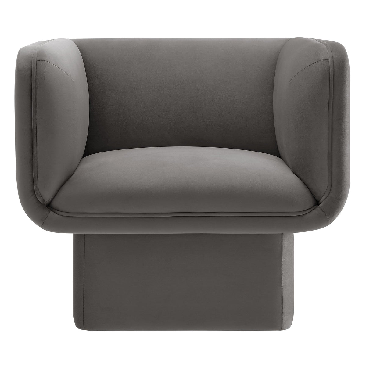 Tate Performance Velvet Accent Chair grey velvet with rounded arms HouseOfZazla on Tampa Home & Garden Store