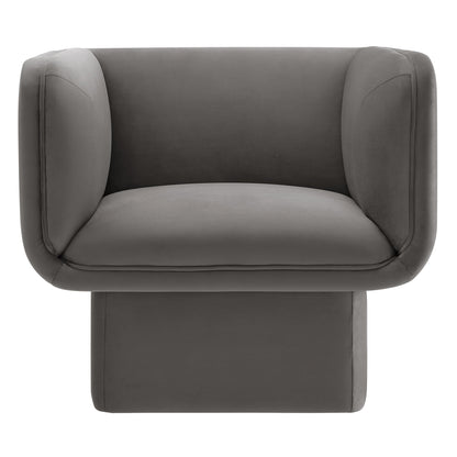 Tate Performance Velvet Accent Chair grey velvet with rounded arms HouseOfZazla on Tampa Home & Garden Store
