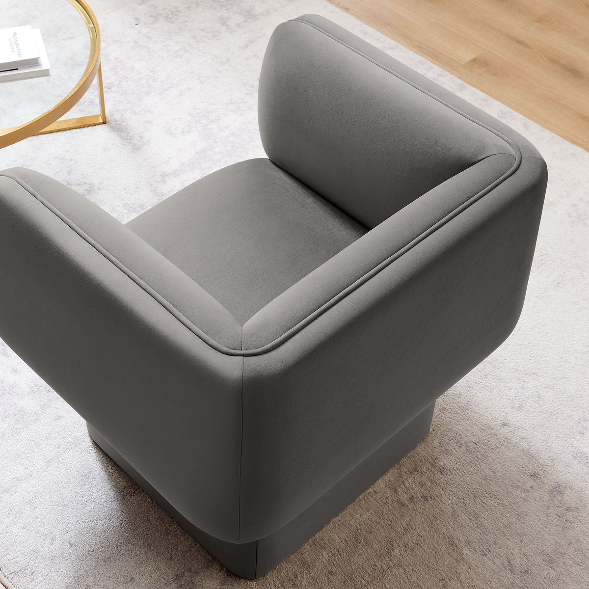 Tate Performance Velvet Accent Chair by Modway, gray velvet upholstery, modern silhouette on Tampa Home & Garden Store