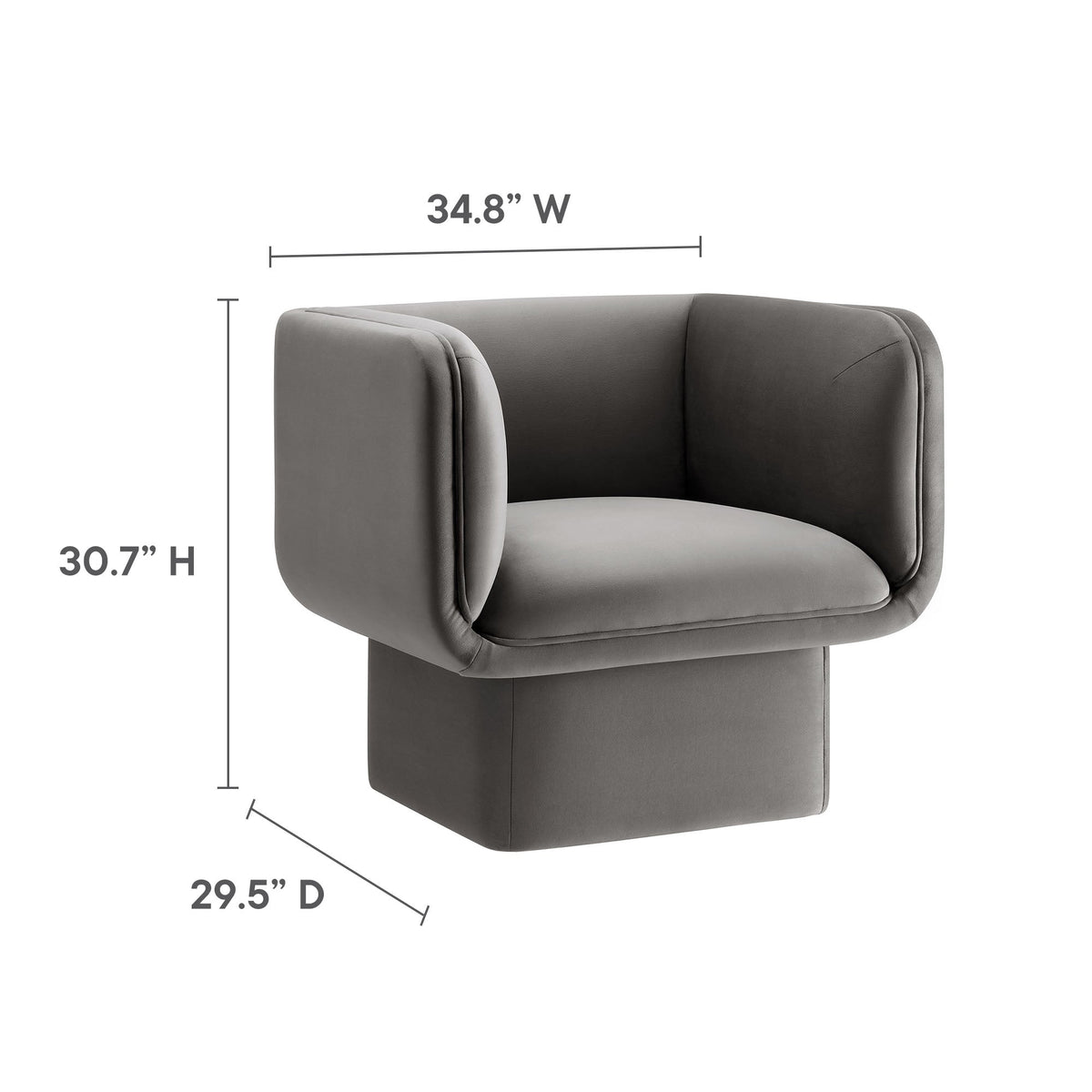 Tate Performance Velvet Accent Chair gray velvet upholstery by Modway HouseOfZazla on Tampa Home & Garden Store