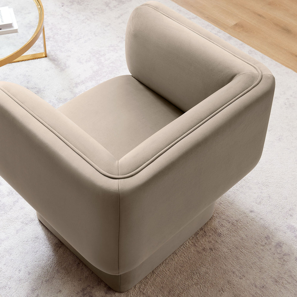 Tate Performance Velvet Accent Chair by Modway in taupe velvet with rounded silhouette on Tampa Home & Garden Store