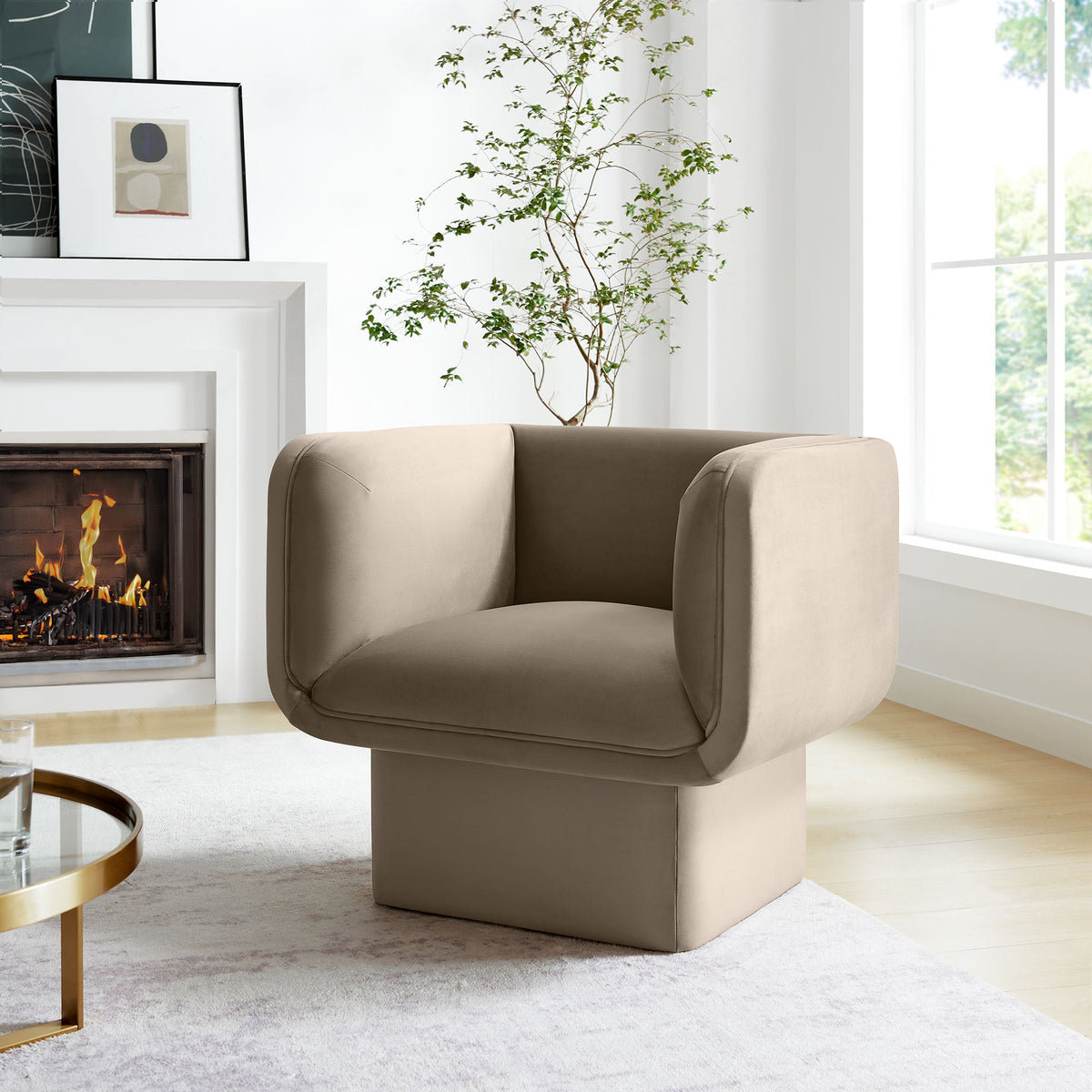 Tate Performance Velvet Accent Chair in taupe velvet by Modway on Tampa Home & Garden Store