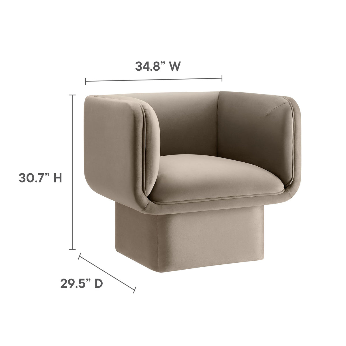 Tate Performance Velvet Accent Chair taupe velvet, rounded arms, HouseOfZazla on Tampa Home & Garden Store