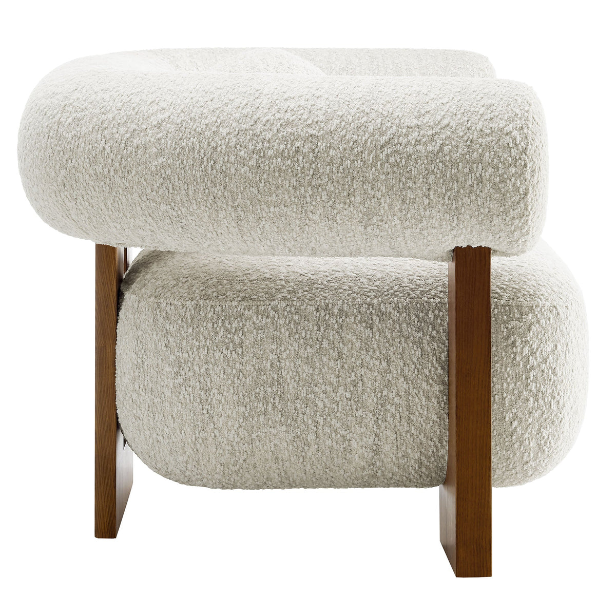 Jace Boucle Accent Chair by Modway in cream boucle upholstery with wooden legs on Tampa Home & Garden Store