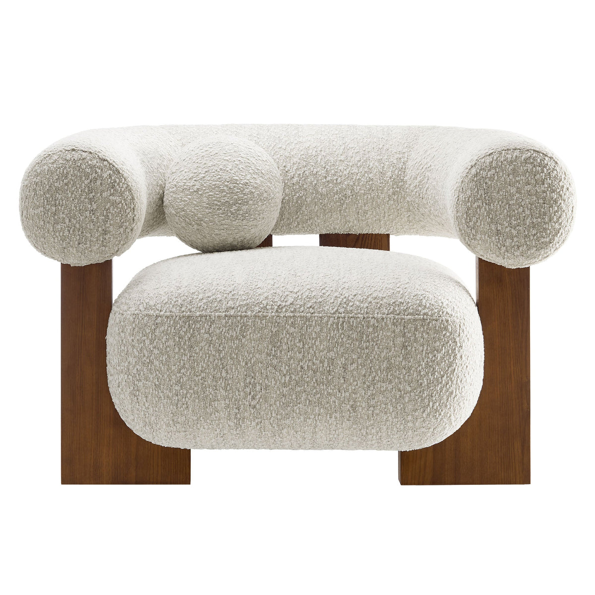 Jace Boucle Accent Chair by Modway, ivory boucle with rounded arms and wooden legs on Tampa Home & Garden Store