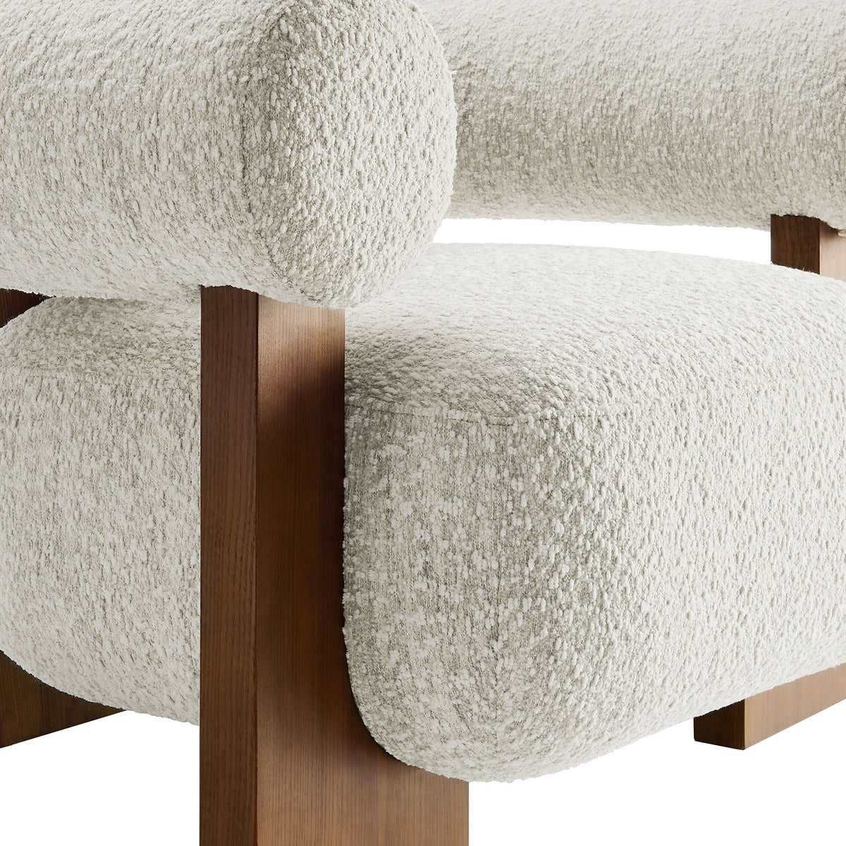 Jace Boucle Accent Chair by Modway in ivory boucle fabric with wooden legs on Tampa Home & Garden Store