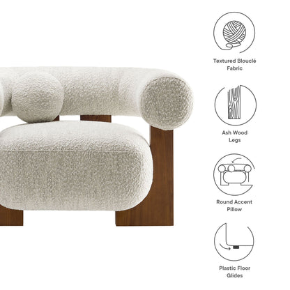 Jace Boucle Accent Chair by Modway in textured boucle fabric with ash wood legs on Tampa Home & Garden Store