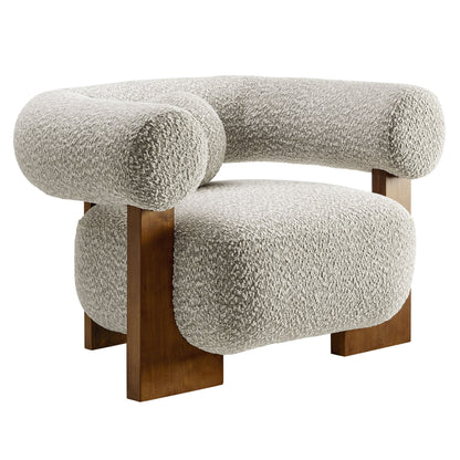 Jace Boucle Accent Chair beige boucle fabric with solid wood legs by Modway on Tampa Home & Garden Store