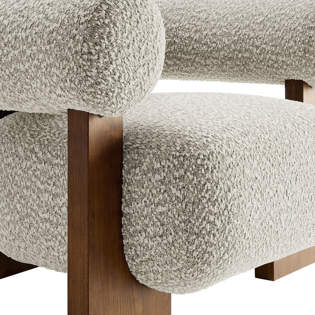 Jace Boucle Accent Chair by Modway in beige boucle upholstery with wood legs on Tampa Home & Garden Store