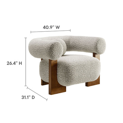 Jace Boucle Accent Chair by Modway in cream boucle fabric with solid wood legs on Tampa Home & Garden Store
