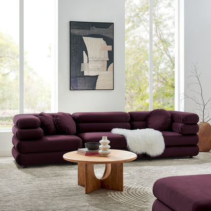 Jubilee 3-Piece Modular Velvet Sectional Sofa burgundy with plush tufted cushions on Tampa Home & Garden Store