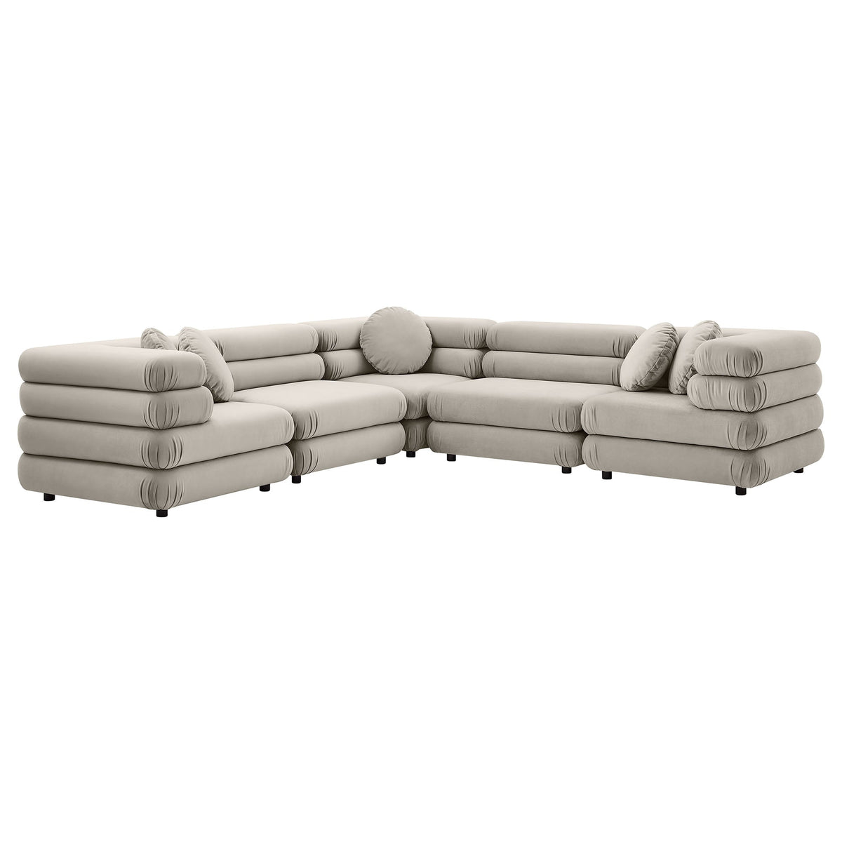 Jubilee 5-Piece Modular Velvet Sectional Sofa in light gray by Modway on Tampa Home & Garden Store