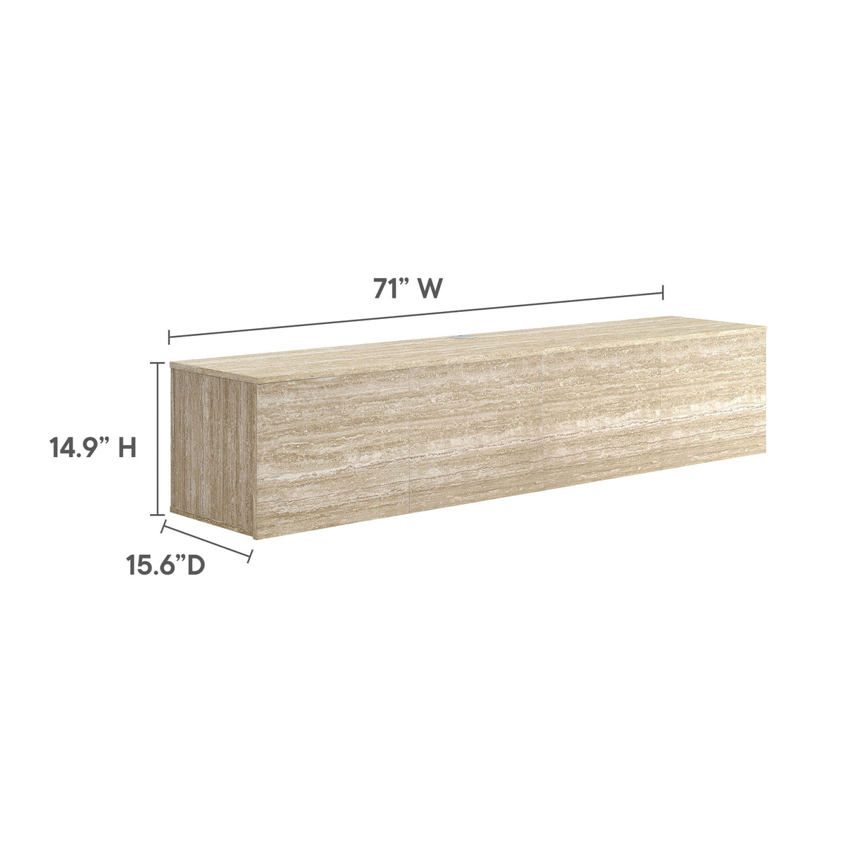 Terra 71in wall-mounted TV stand by Modway in light wood finish on Tampa Home & Garden Store