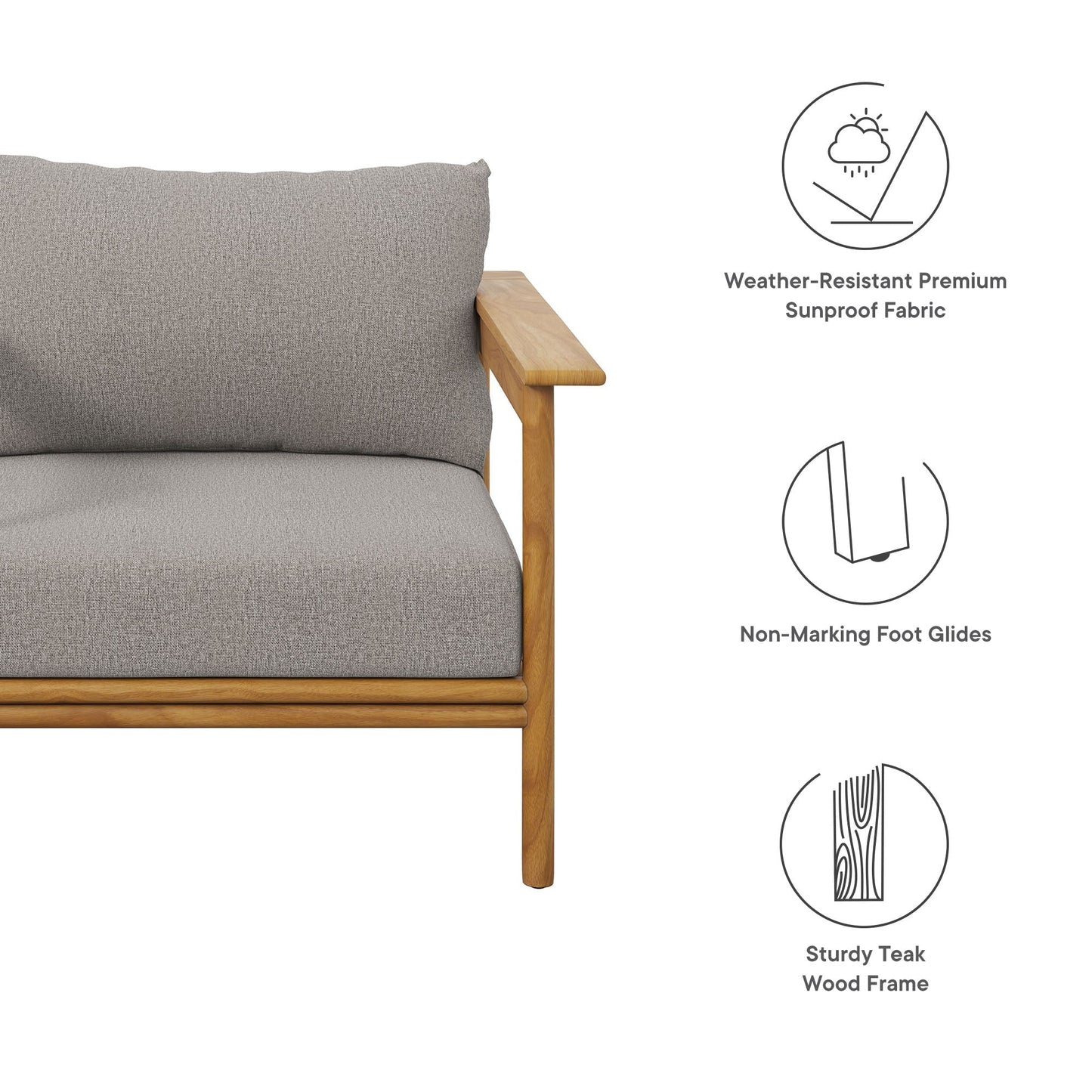 Wren Teak Wood Patio Armchair And Cushion