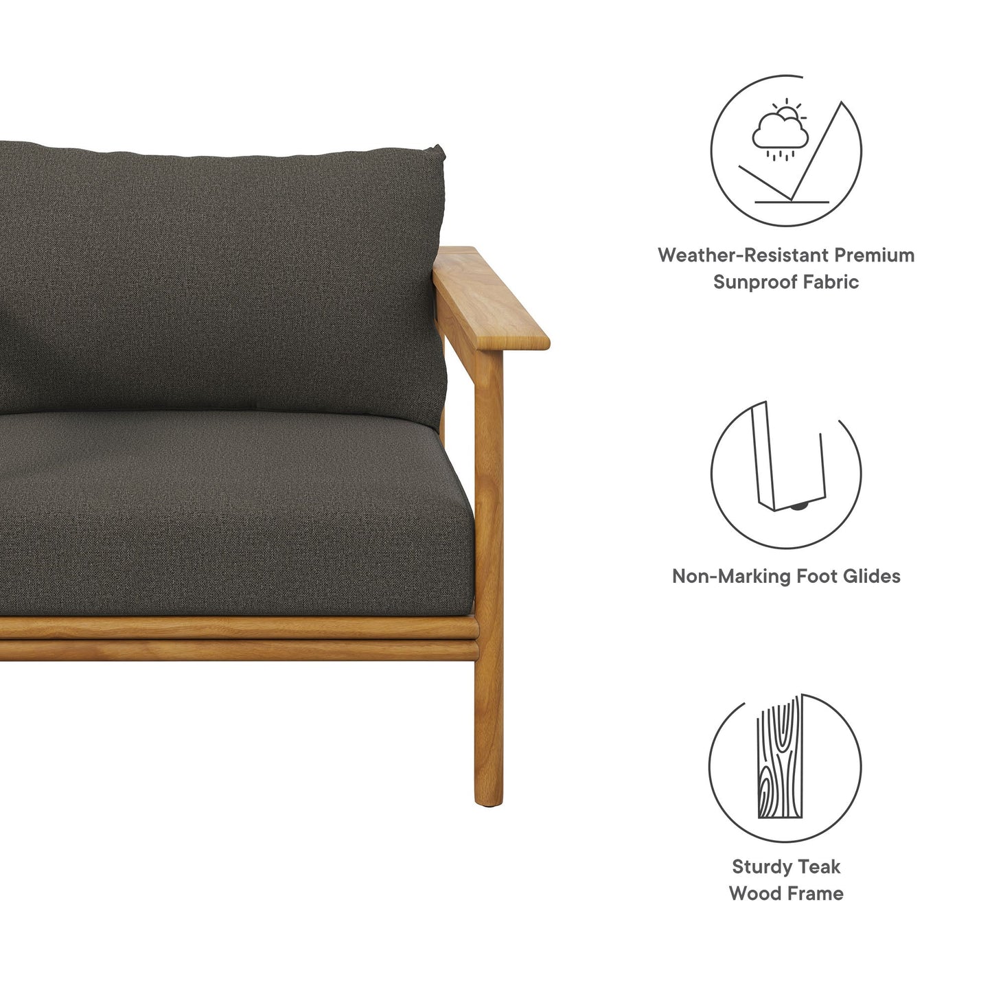 Wren Teak Wood Patio Armchair And Cushion