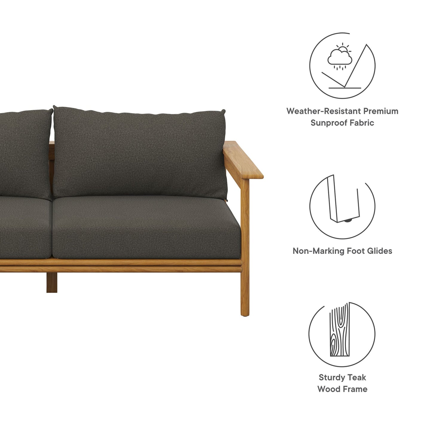 Wren Outdoor Teak Wood Patio Sofa By Modway