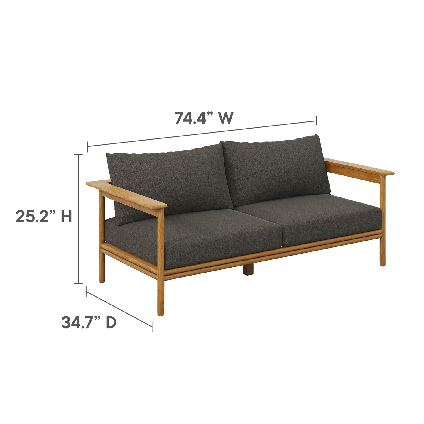 Wren Teak Wood Outdoor Sofa and Ottoman Set