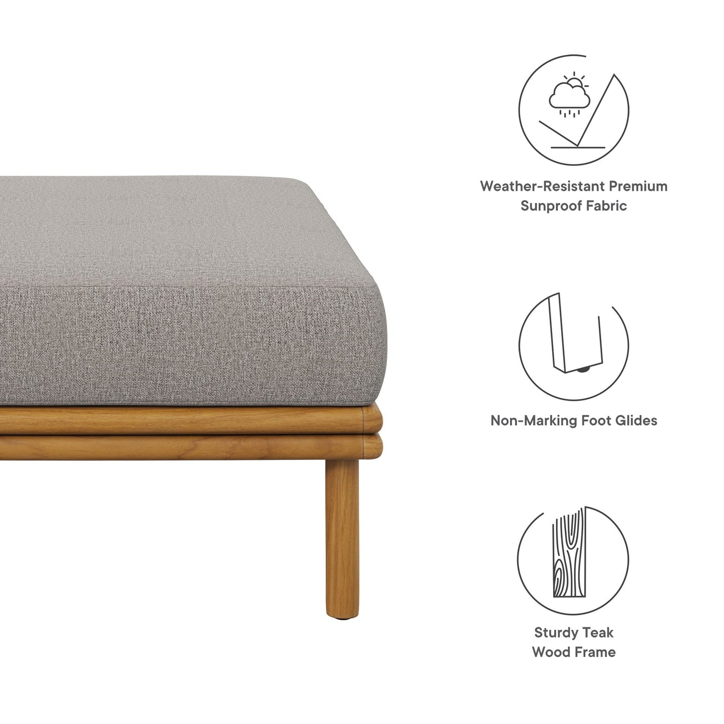Wren Outdoor Teak Ottoman By Modway For Patio