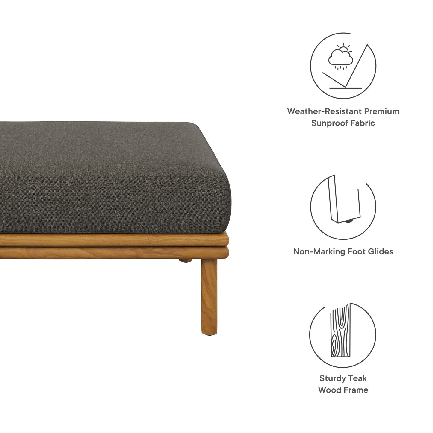 Wren Outdoor Teak Ottoman By Modway For Patio