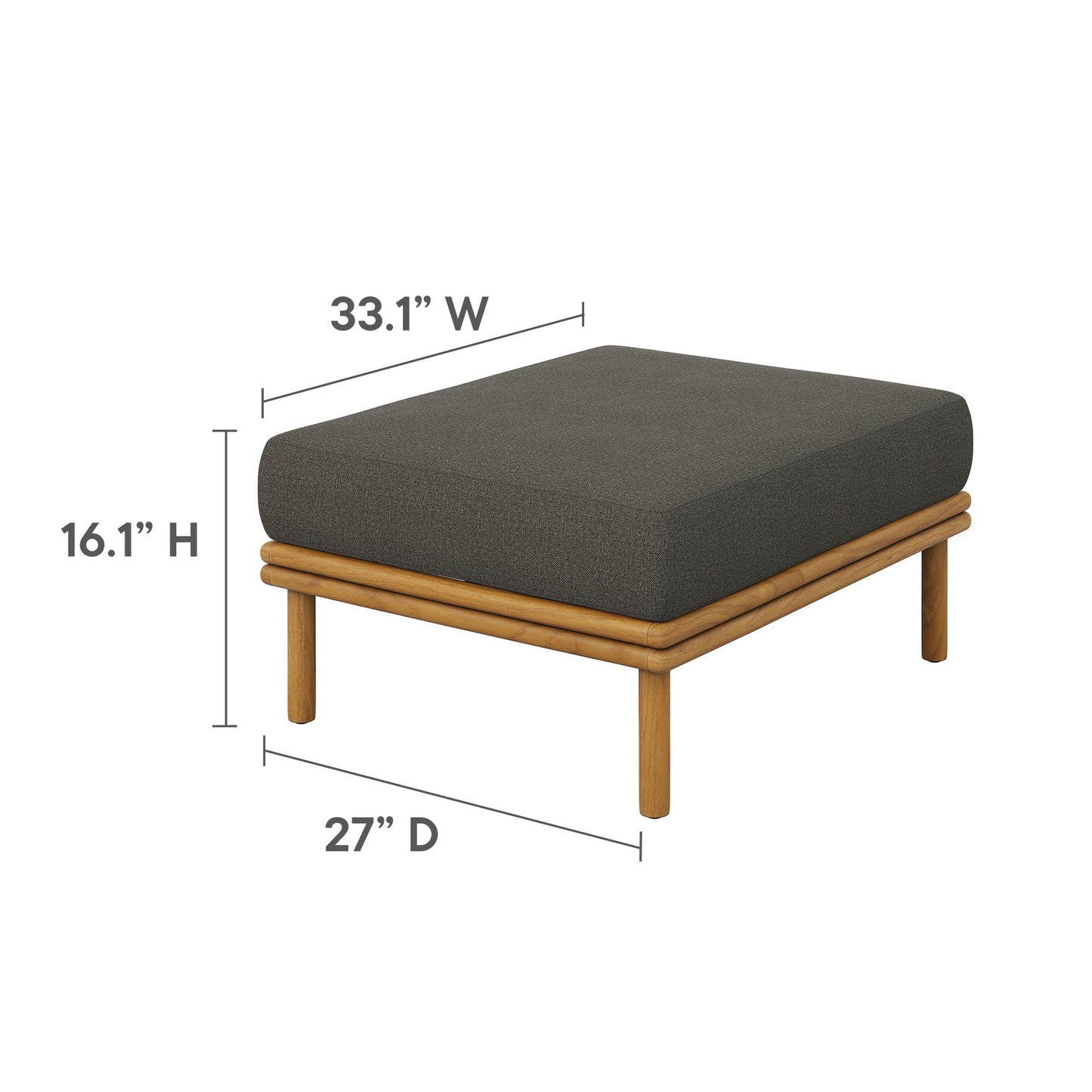 Wren Teak Wood Outdoor Sofa and Ottoman Set