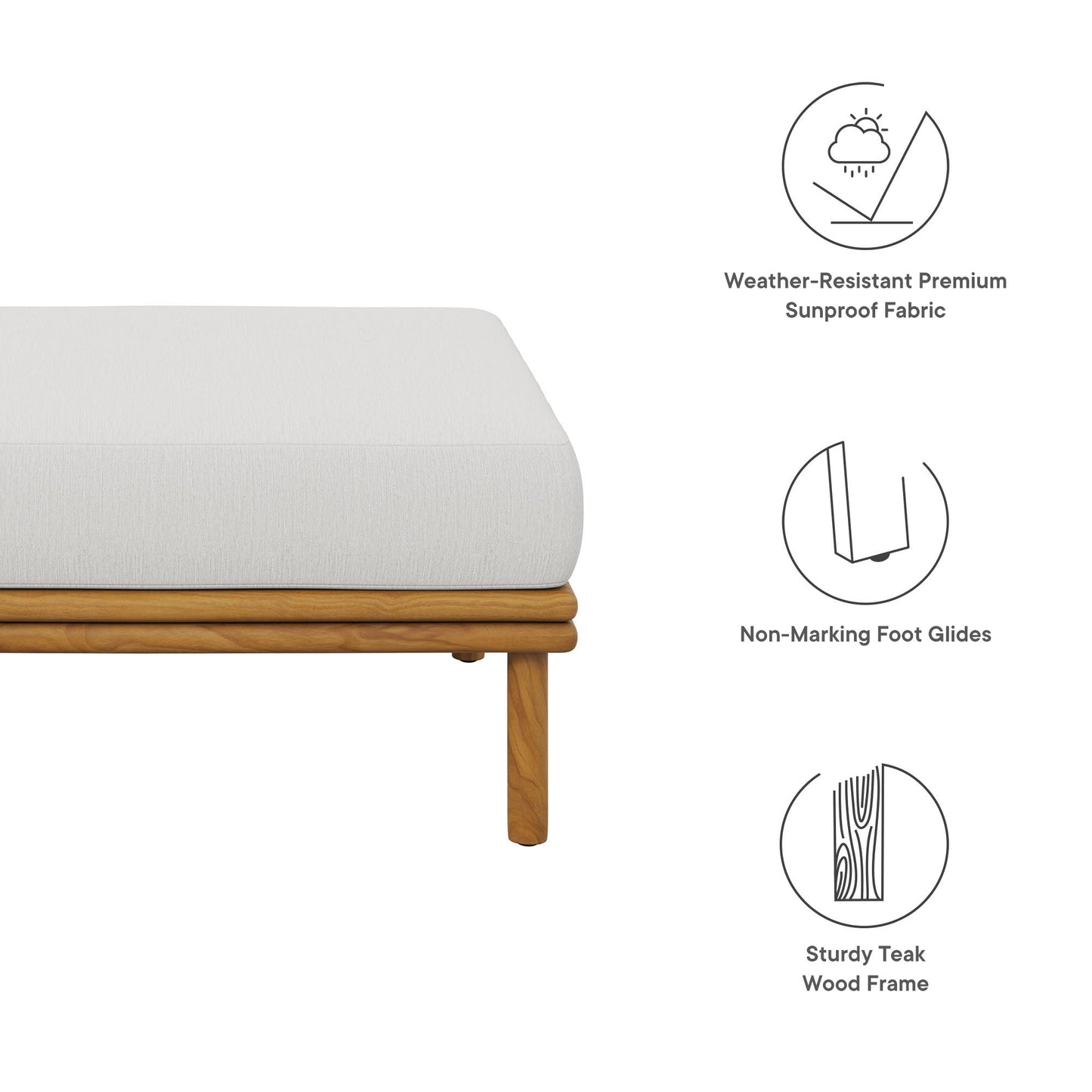 Wren Outdoor Teak Ottoman By Modway For Patio